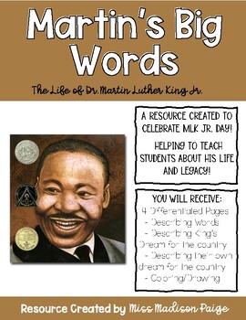 Preview of Martin's Big Words: Book Activity