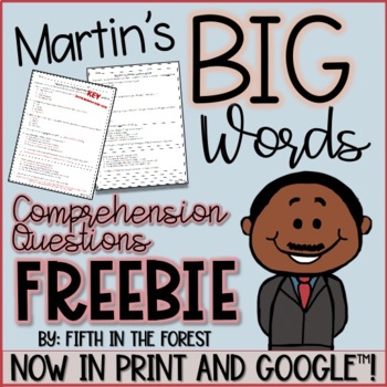 Preview of Martin's Big Words Comprehension Questions FREEBIE for Upper Elementary