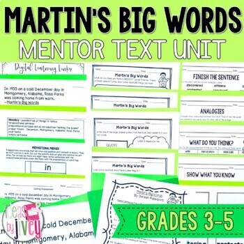 Preview of Martin's Big Words - Mentor Text and Mentor Sentence Lessons for Grades 3-5