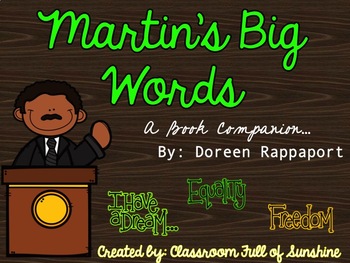 Preview of Martin's Big Words book companion + writing activities
