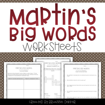 Preview of Martin's Big Words worksheets
