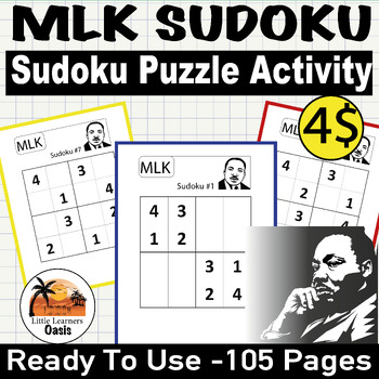 Preview of Martin's Puzzle Activity: MLK Sudoku Challenge for Young Minds 2-5 Grades