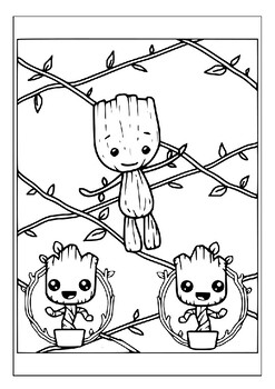 Rocket And Baby Groot coloring page