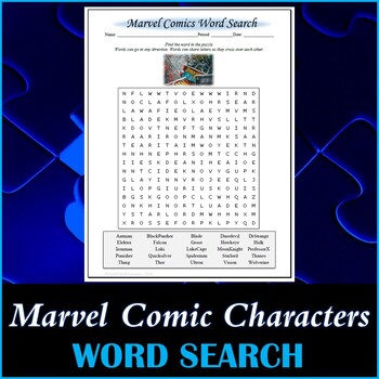 Preview of Marvel Comic Characters Word Search Puzzle
