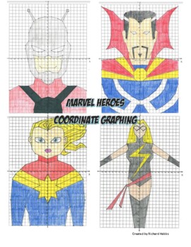 Preview of Marvel Heroes Coordinate Graphing Activity Pack