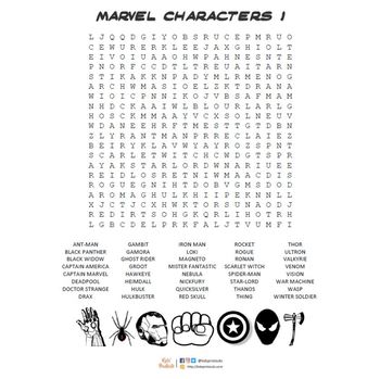 marvel characters wordsearch free by kidsprintouts tpt