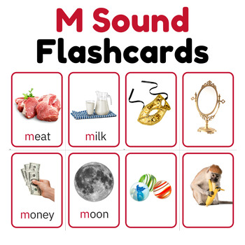 Preview of Marvelous M: Letter M Flashcards | M Sound Flashcards, 64 cards