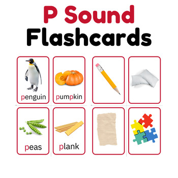 Preview of Marvelous P: Letter P Flashcards | P Sound Flashcards, 40 cards - Montessori