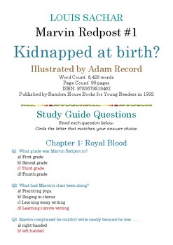 Preview of Marvin Redpost #1: Kidnapped at birth?; Multiple-Choice Study Guide w/Answer Key