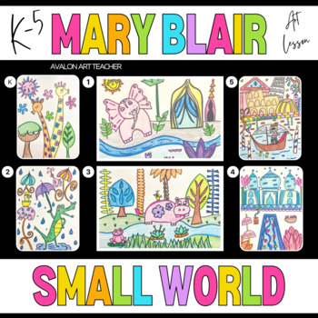 Preview of SIX Mary Blair Art For Kids Small World K-5 Disney Art Lessons BUNDLE