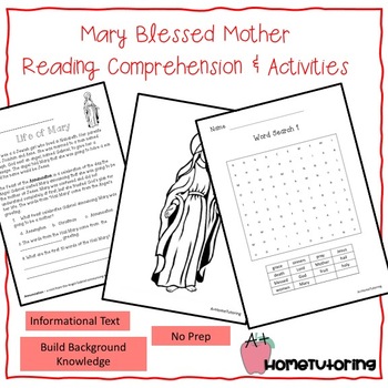 Preview of Mary Blessed Mother Mini Packet: Reading Comprehension & Activities