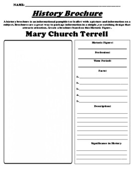 Preview of Mary Church Terrell "History Brochure" Worksheet & WebQuest