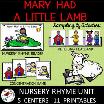 Mary Had A Little Lamb Nursery Rhyme Literacy Centers for Emergent Readers
