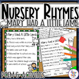 Mary Had A Little Lamb Nursery Rhyme Poem and Activities