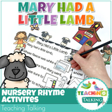 Nursery Rhyme Activities for Mary Had a Little Lamb