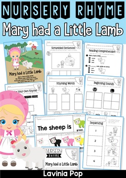 mary had a little lamb nursery rhyme worksheets and activities by