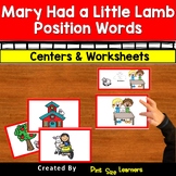 Mary Had a Little Lamb Position Words | Centers and Worksheets