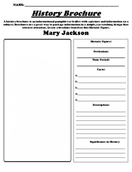 Preview of Mary Jackson "History Brochure" Worksheet & WebQuest