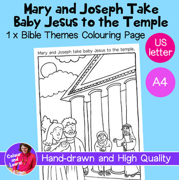 Mary Joseph Jesus At Temple Bible Coloring Sheet Colouring Sheet Religious