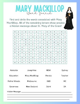 Preview of Mary MacKillop Activity Packet