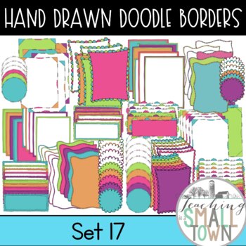 Preview of Colorful Hand Drawn Doodle Borders // Seller's Kit // Set #17