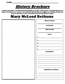 Preview of Mary McLeod Bethune  "History Brochure" Worksheet & WebQuest