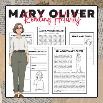Preview of Mary Oliver - Reading Activity Pack | National Poetry Month Activies