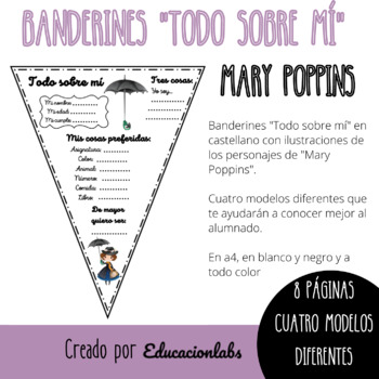 Preview of Mary Poppins "All about me" Pennants in Spanish