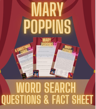 Preview of Mary Poppins Musical - Word Search with Fact Sheet & Questions