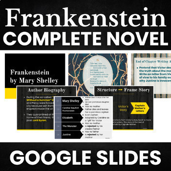 Preview of Mary Shelley's Frankenstein Complete Novel Unit Google Slides