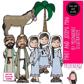 Mary and Joseph clip art - Mini - Bible - Melonheadz Clipart by Melonheadz