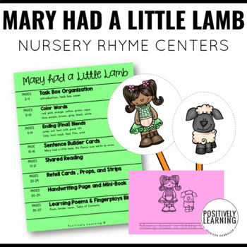 Preview of Mary Had a Little Lamb Activities for Small Reading Groups and Literacy Centers