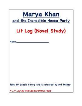 Preview of Marya Khan and the Incredible Henna Party Lit Log (Novel Study)