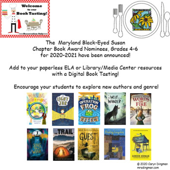 Preview of Maryland BES 2020-2021 Chapter Book Nominees Gr4-6 Digital Book Tasting