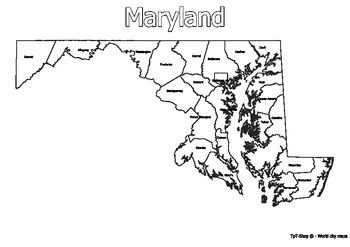 Preview of Maryland State Map with Counties Coloring and Learning