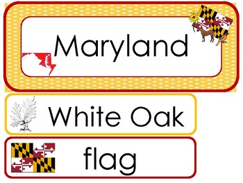 Preview of Maryland State Word Wall Bulletin Board Set. State Symbols Curriculum.