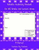 Marzano Vocabulary Notebook Journal - Editable for all Gra