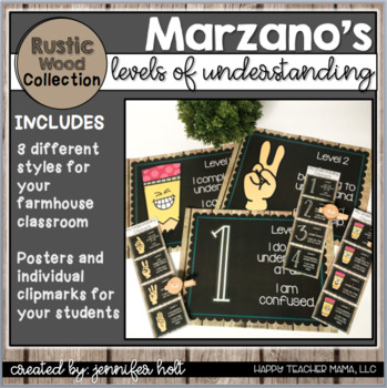 Preview of Marzano's Levels of Understanding (Farmhouse Rustic Wood)