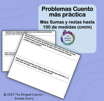 Preview of Más Problemas Cuento de medidas - Part 2 Measurement Word Problems in Spanish