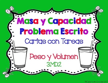 Preview of SPANISH Mass & Capacity Word Problem Task Cards (Common Core Aligned) 3.MD.2