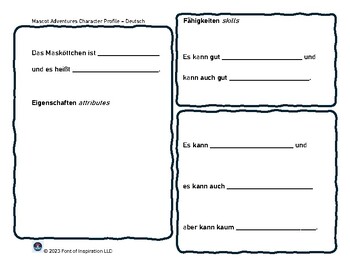 Preview of Mascot Adventures Core Character Sheet - German