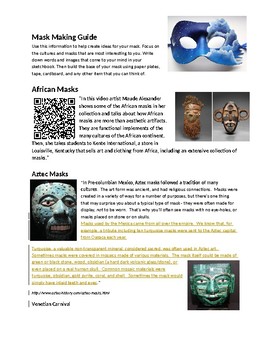 Preview of Mask Making Guide for Flipped Classroom
