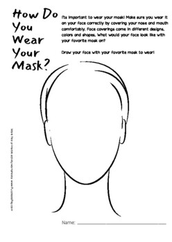 Preview of Mask Wearing Activity Sheet - Blank Face Template | Draw Covering | Mask