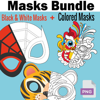 Preview of Masks Bundle: African masks - Animal masks