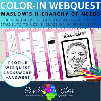 Preview of Maslow Hierarchy of Needs Theory Psychology Booklet Color-In Webquest