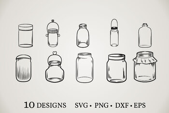 Dxf Mason Jar Files for Cricut Mason Jar Clipart Png Mason Jar Cut Files For Silhouette Mason Jar Svg Eps Mason Jar Outline #3 SVG