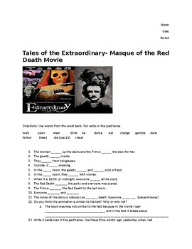 Preview of Masque of the Red Death Viewing Guide for Extraordinary Tales ESL High School