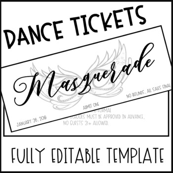 Preview of Masquerade Dance Ticket Template