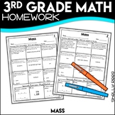 Mass 3rd Grade Math Worksheets | Finding Mass Word Problems