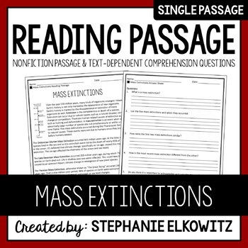 Preview of Mass Extinctions Reading Passage | Printable & Digital